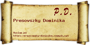 Presovszky Dominika névjegykártya